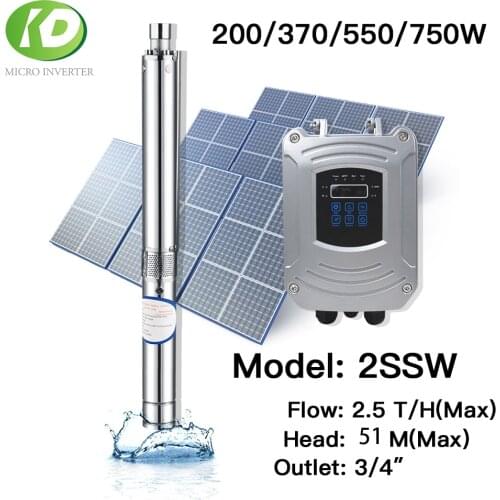 2INCH 550W DC48V Micro Solar Deep Well Water Pump Machine Max Flow 1.5/2.5T/H 50M Head For Home and Agriculture