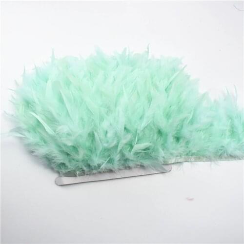 2yards Mint Green Turkey Feather Fringe Ribbon Feathers For Crafts Marabou Feathers Trim Skirt Trims Wedding Feathers Decoration