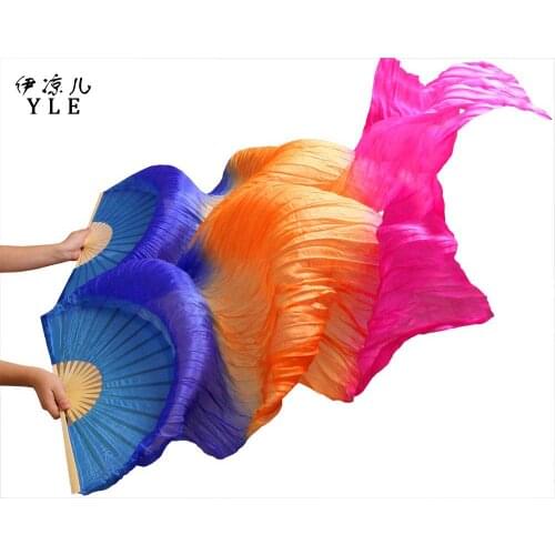 2018 New arrivals women silk belly dance fan veils of belly dance fans on sale Royal blue+Orange+Pink
