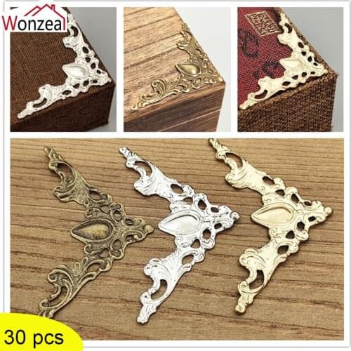 30 Pcs Metal Corner Brackets Gold Bronze Color Angle Corner Brackets Notebook Cover Photo Frame Furniture Protector Decorative
