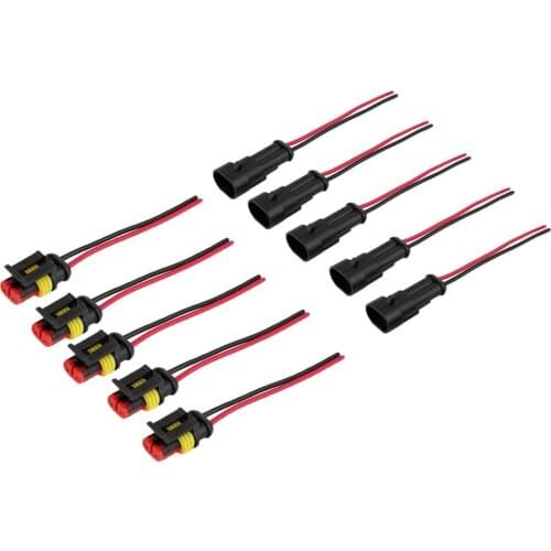 5PCS New arrival 5 Kit 2 Pin Way Car Waterproof Electrical Connector Plug with Wire AWG Marine Hot selling