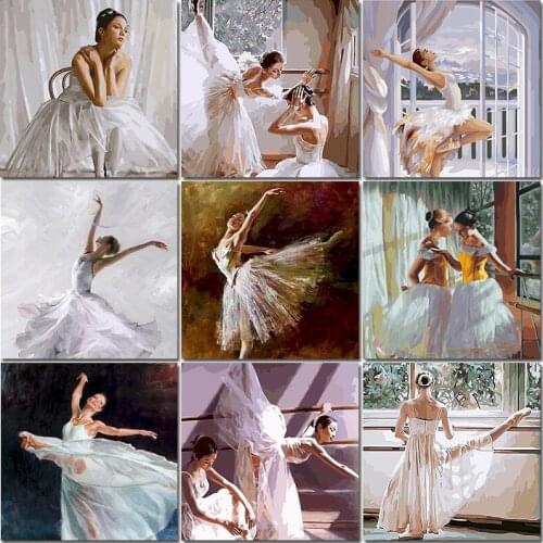 Ballet Painting By Numbers Woman For Adults Canvas Frame Diy Kits Oil Pictures Drawing Paint Coloring By Numbers Decoration Art
