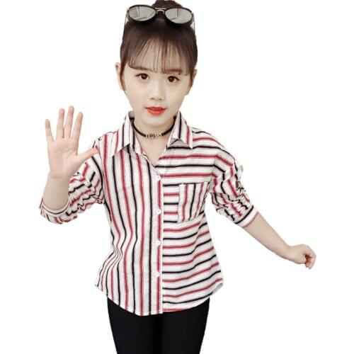 Girls Blouse Striped Pattern Childrens Shirts For Girls Casual Style Blouses Childrens For Girls Spring Autumn Girls Clothes