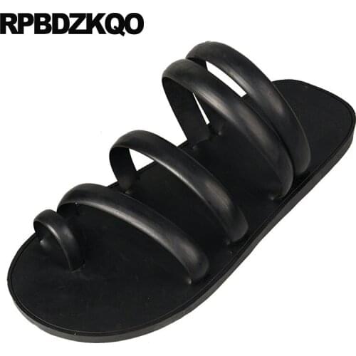 Slides black size 45 rubber water men gladiator sandals summer roman slip on slippers fashion 46 soft waterproof flip flop shoes