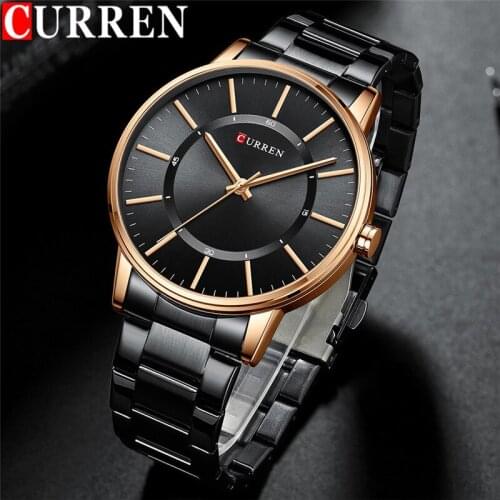 CURREN Sport Men Watch Top Brand Luxury Black Gold Military Business Male Clock Stainless Steel Quartz Man Wristwatch Gift 8385