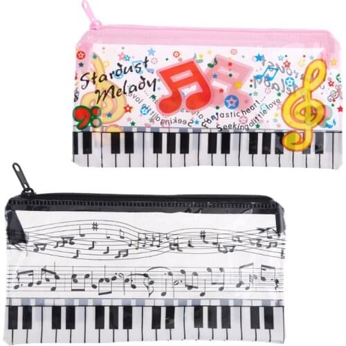 Music Note Piano Keyboard Pencil Case Plastic Transparent Pen Bag Student Gift School Supplies