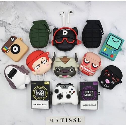 3D Cartoon Earphone Case For AirPods Bluetooth Headset Box For airPods 1 2 Cramophone Cover Accessories Couple Case