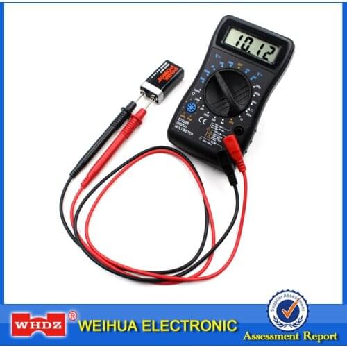 WHZD DT820B Digital Multimeter Mini Protable with Overload protection Voltmeter Ampere Ohm Tester Probe DC AC LCD Black Color