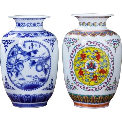 Jingdezhen Blue And White Exquisite Ceramic Pierced Vase Modern Living Room Flower Wine Cabinet Decoration Handicraft Ornaments
