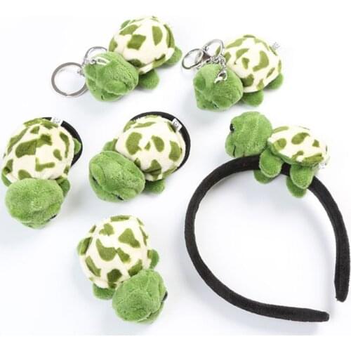 Adult Kids Cartoon Plush Tortoise Turtles Headband Hair Tie Brooch Clip Keychain