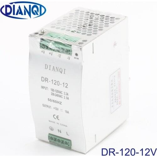 DIANQI Din rail power supply 120w 12V 24V 48V power suply 120w power supply ac dc converter dr-120-12 dr-120-24 dr-120-48