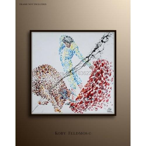 Free shipping Handmade people and bullfighting oil painting On Canvas Modern wall art painting Animals painting for home Decor