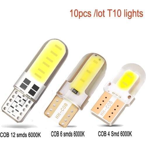 10Pcs T10 Cob 4/6/12 Smd Led Auto Interior Bulb Canbus Error Free White 5730 Led 12V Car Side Wedge Light Lamp Bulb