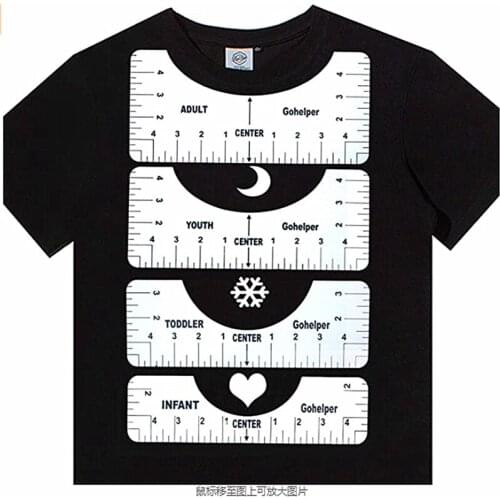 4Pcs/Set T-Shirt Alignment Ruler For Guiding T-Shirt Cloth Design Fashion Rulers With Size Chart For Adult Youth Toddler Tool