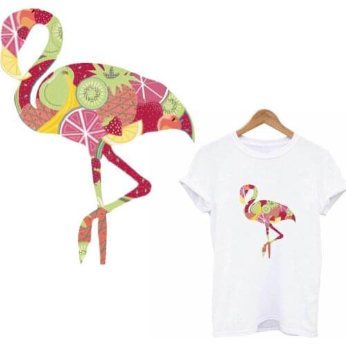 Cartoon Flamingo Appliques On Clothes Iron On Transfers For Clothing Women Fashion Patch T-shirt Applique Stickers Ironing Patch