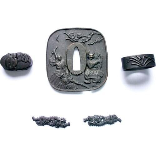 Set Of Alloy Tsuba Fitting Set For Japanese Samurai Sword Katana W/ Samurai Tsuba #1694