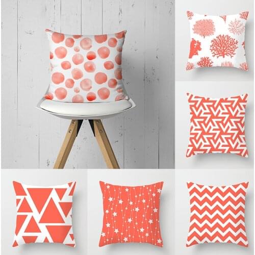 Living Coral Color Throw Pillow Case Geometry Circle Starfish Cushion Covers for Home Sofa Chair Decorative Pillowcases Set