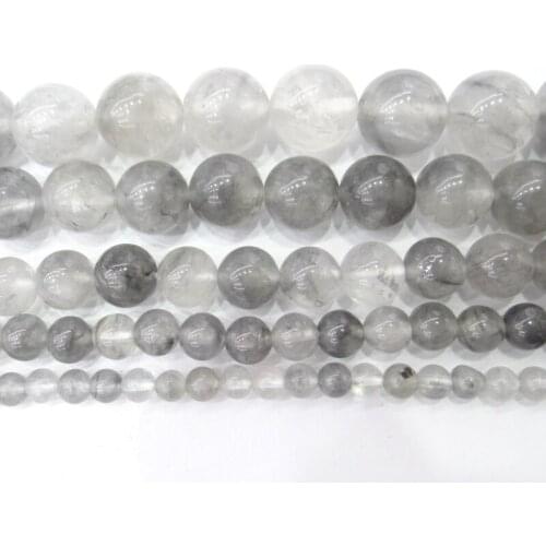 Wholesale Natural Stone Gray crystal Round Loose Beads For Jewelry Making Accessory 15Inch 4/6/8/10/12mm Diy Bracelet