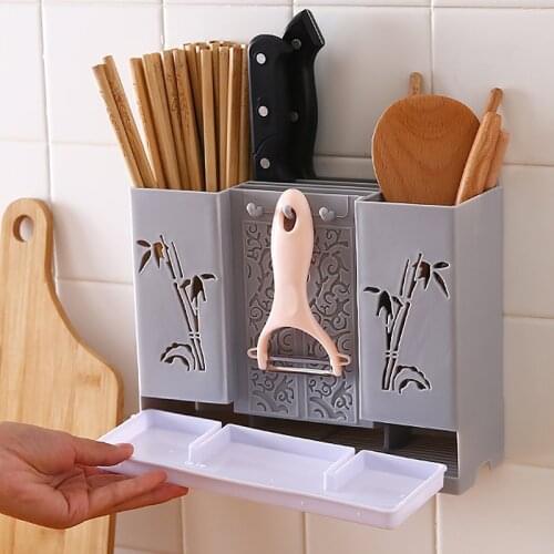 Plastic Shelving Cutlery Spoon Fork Storage Box Kitchen Chopsticks Drainer Rack Drain Holder Strainer Stand Tool Shelf Organizer