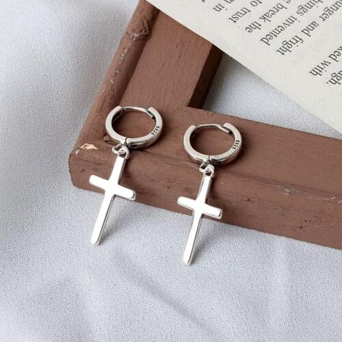 QMCOCO 925 Silver Creative Design Of Cross-Shape Stud Earrings For Women Charms Earrings Fine Jewelry Party Gifts