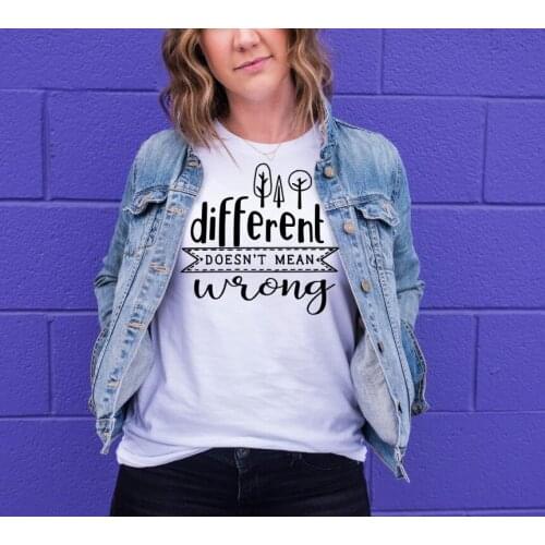 Different Doesnt Mean Wrong t-shirt Motivational Tops Inspirational Tees Self Care Tops Womens slogan aesthetic graphic t shirt
