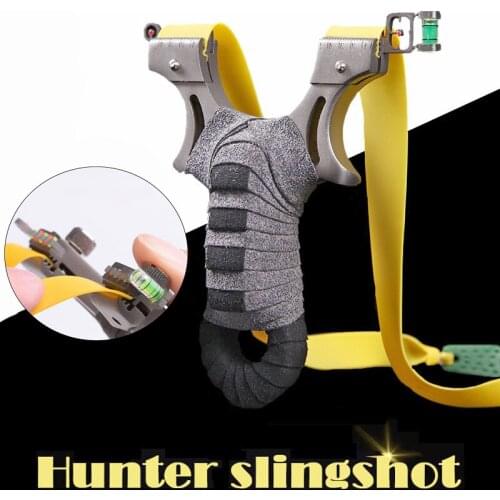 New Stainless Steel Slingshot High Precision Outdoor Shooting Toys Hunting Catapult with Flat Rubber Band Sports Accessories
