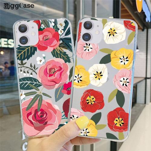 Luxury Floral Phone Cases For iPhone 11 12 Pro Max Mini X XR XS Case For iPhone 8 6s 7 Plus SE Fashion Flower Soft Back Cover