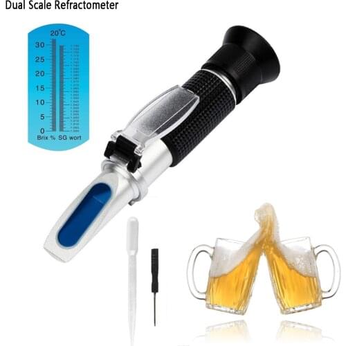 Handheld Beer Refractometer Brix Refractometer Dual Scale Automatic Temperature Compensation 0-32% Specific Gravity Hydrometer
