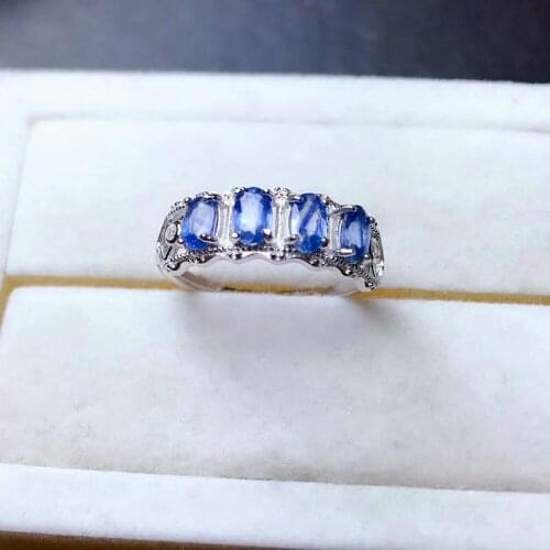 Shilovem 925 silver sterling real Natural sapphire Rings fine Jewelry party trendy open ring new plant gift mj030599agl
