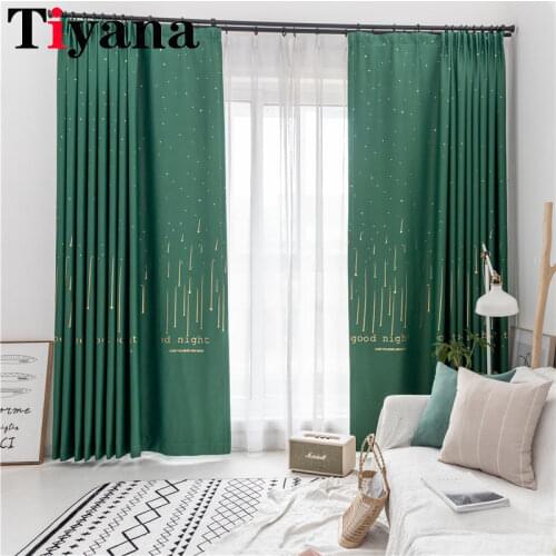 Green Printed Blackout Curtains For Living Room Kids Room Bedroom Modern Window Treatment Drapes 100% Polyester JK049Z