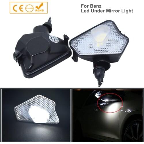 2x LED Side Under Mirror Puddle Light White For Mercedes W176 W242 W246 W204 C207 W212 W221 W156 W219 C219 X204