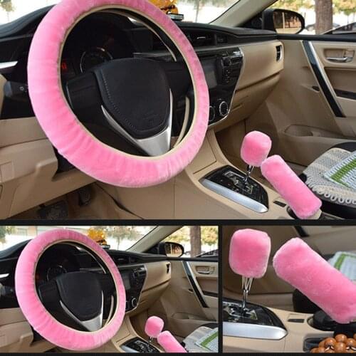 Universal Thick and warm car steering wheel cover plush pull handle cover Handbrake cover Winter Car Accessories