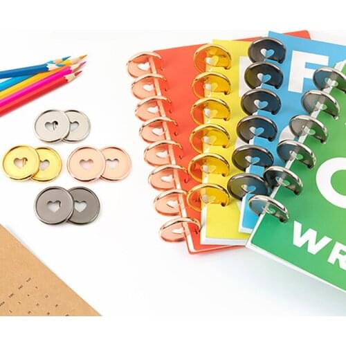 High Quality 35mm Silvery Highlight Disc Binding Heart-shaped Binder Ring Mushroom Binder Discs Buckle Button Notebook Planner