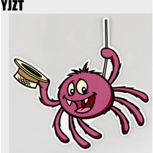 YJZT 13.2CM×12.9CM Funny Spider With Hat Car Sticker PVC Decal 11C-0139