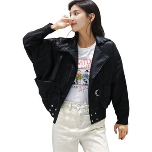 Autumn Winter PU leather Jacket Women Korean loose Short Motorcycle Leather Jackets Quality Womens Windproof Tooling Jackets