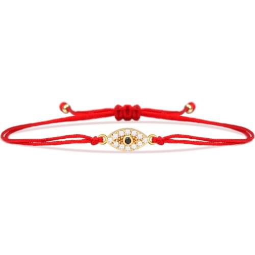 Cubic Zirconia Stones Mini Cute Evil Eye Charm Bracelet Women Hot Luxury Top Quality Copper CZ Red String Handmade Jewelry Gift