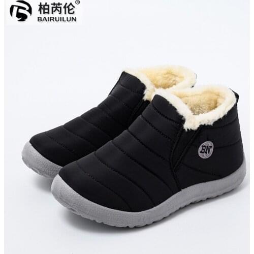 Snow Boots Women Shoes Warm Plush Fur Ankle Boots Winter Female Slip On Flat Casual Shoes Waterproof Ultralight Footwear