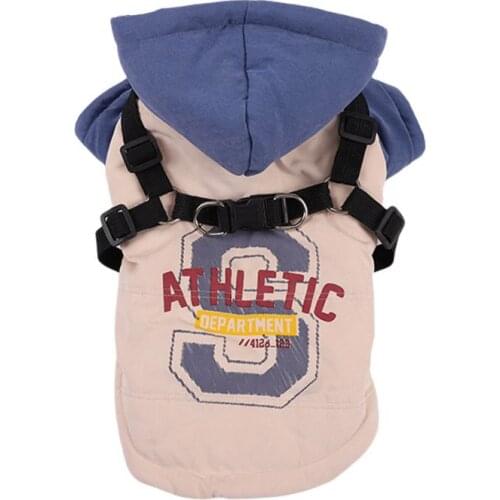 Winter Pet Clothes Fleece Lined Warm Dog Jacket With Harness For Cold Weather Soft Windproof Small Dog Puppy Patch-work Coat