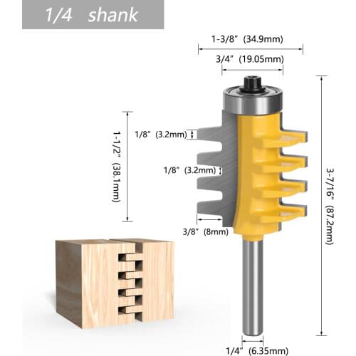 1/4" 6.35mm Shank Router Bit YG6 Carbide Finger Joint Trimming Cutter Tool Woodworking Milling Cutter