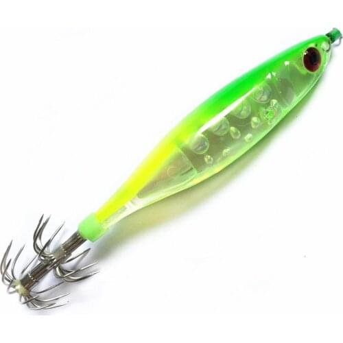 1Pcs Squid Jigs Hook Fishing Lure Luminous Octopus Cuttlefish Fishing Wobblers Wood Shrimp Hard Baits 3D Eyes