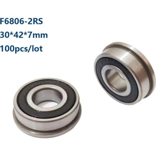 100pcs/lot F6806-2RS F6806RS Double rubber cover 30*42*7mm Flange Ball Bearing Deep Groove Ball bearing 30×42×7mm