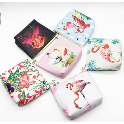 12pc/lot Flamingo PU mini Purse /fashion small coin pencil Bag / hand take wallet / key zipper storage bag/pouch