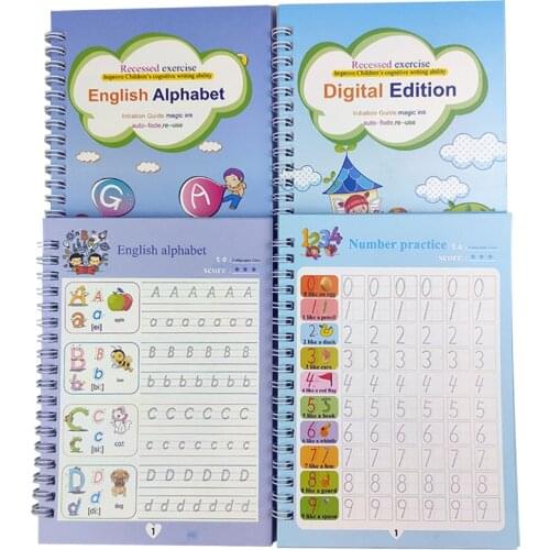 2 Pieces/Set of Magic Copybooks, Reusable Childrens Calligraphy, English Exercise Book, Lettering Groove Painting Picture Book