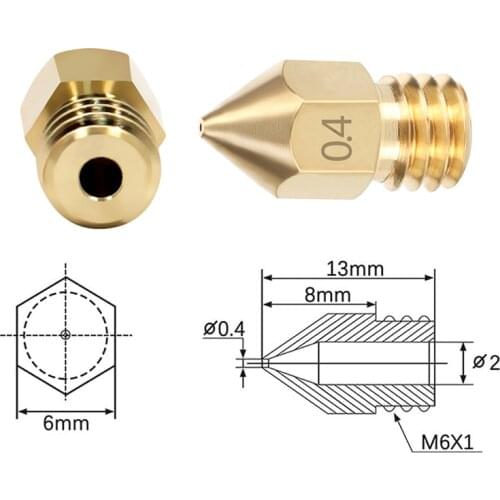 5/10pcs MK8 Brass Nozzle 1.75/3.0mm Filament Print J-Head Extruder Threaded 0.2/0.3/0.4mm For 3D Printers V6 Hotend