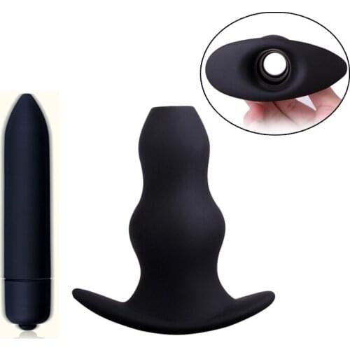 Hollow Anal Plug and 10 Speed Bullet Vibrator Butt Plug Anal Prostate Massager Anus Stimulator Vibrator Sex Toys for Woman Men