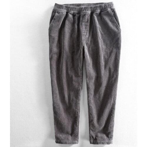 Wulv High Quality Winter Men Corduroy Pants Pleated Loose Ultra Cotton Casual Simple Stretch Waist Thicken Keep Warm Trousers