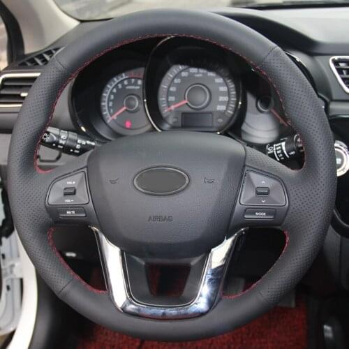 CARDAK Car accessories Artificial Leather Hand-stitched Car Steering Wheel Covers For KIA RIO 2011 2012 2013 2014