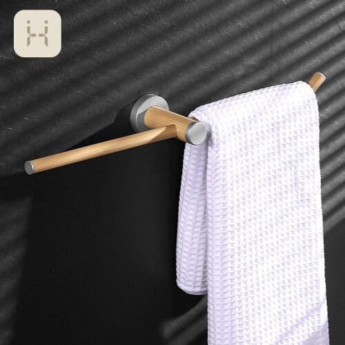 Bathroom Wood Towel Racks Toilet Wall Hanging Both Sides Towel Bar Washroom Washcloth Drying Rod Waterproof Bath Accessories