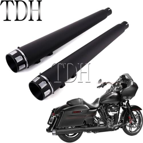 For Harley 1995-2016 Touring Models With Dual Exhaust 45mm Cafe Racer Motorcycle Slip-On Exhaust Muffler Pipe Tip Black