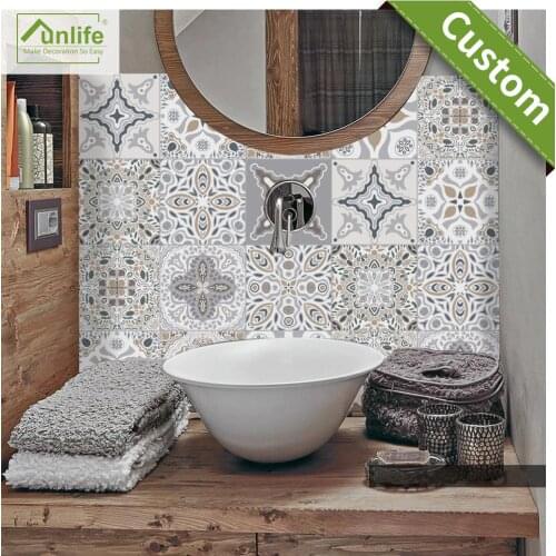 Funlife CUSTOM10/15/20/25/30cm Retro DIY PVC Waterproof Wall Decals Art Furniture Bathroom Kitchen Tile Sticker pack of 10